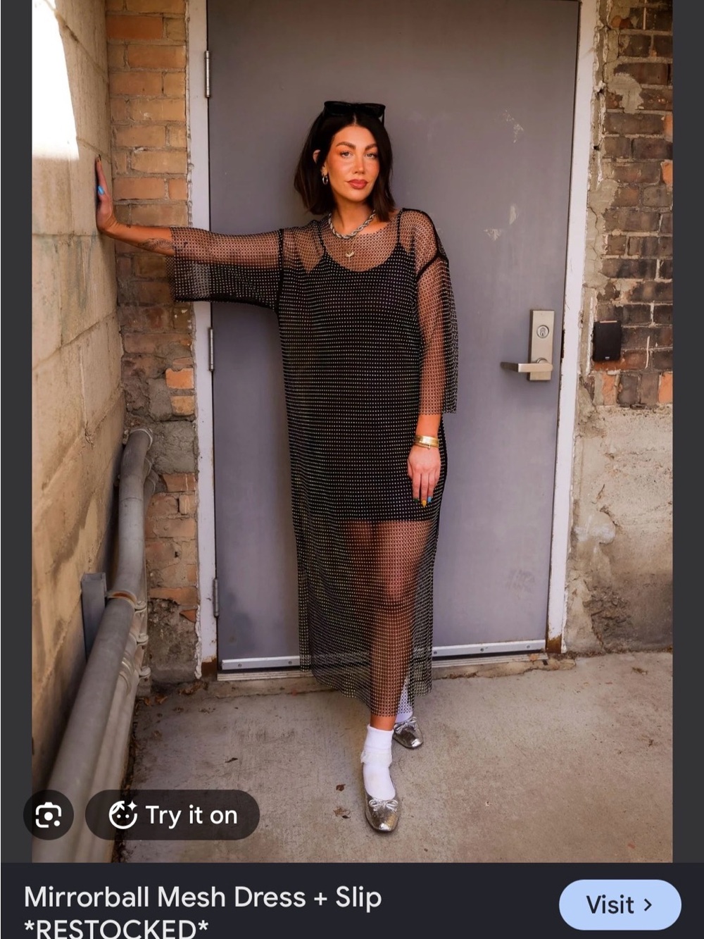 Dressed in LALA Black Mirrorball Mesh Maxi Dress with Slip